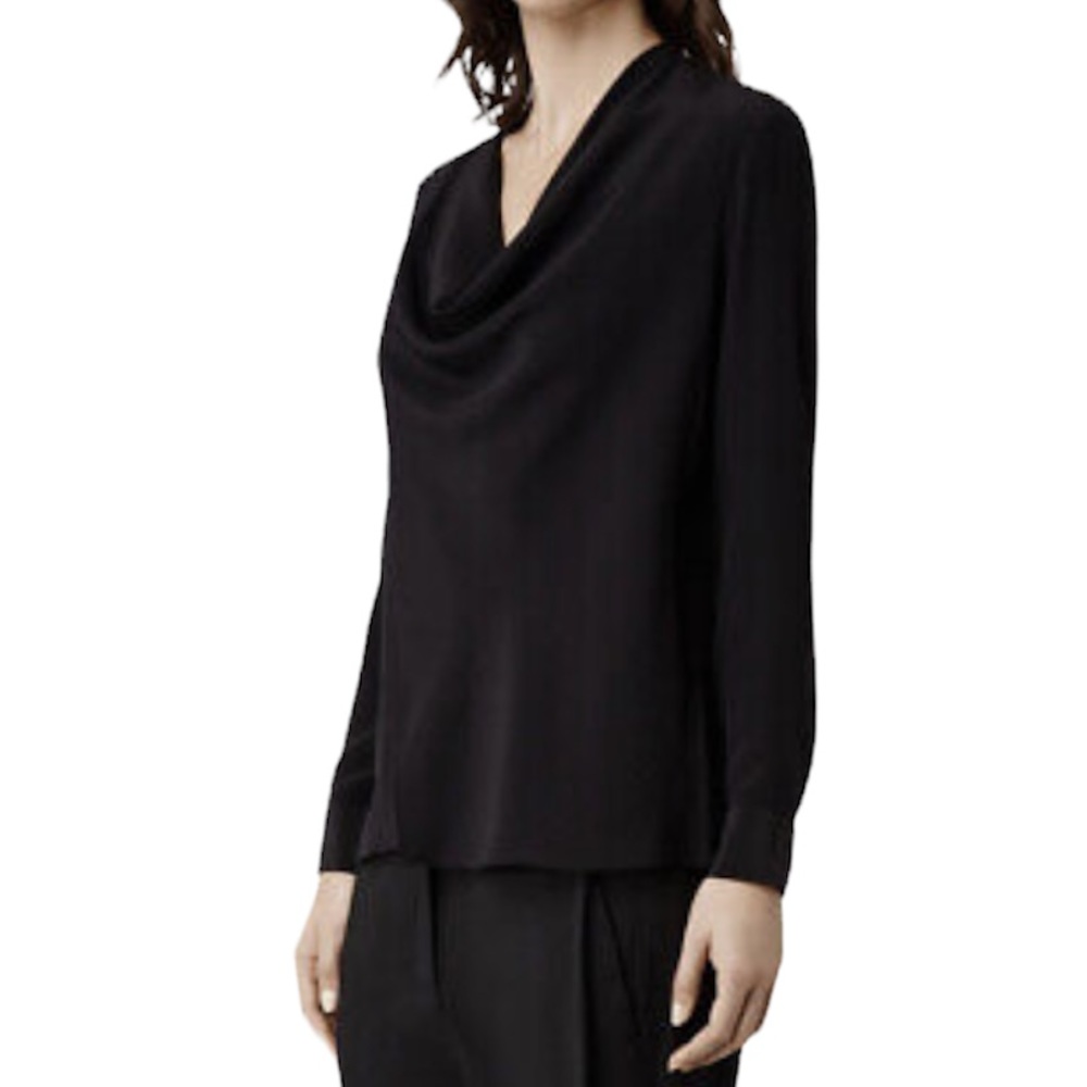 All Saints Rina Draped Silk Blouse